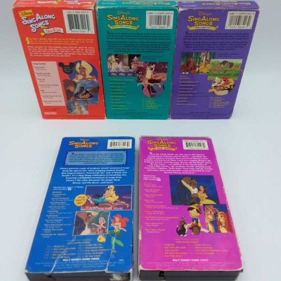 5 Walt Disney Sing Along Songs VHS Lot Animated Musical Children's Cartoons - Picture 2 of 13
